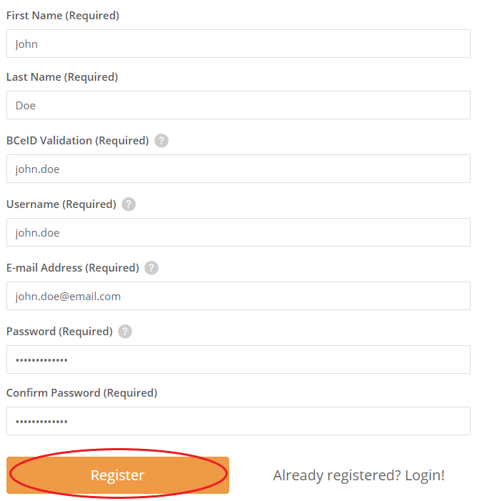 Virtual WorkBC Registraion Form